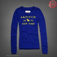 dames abercrombie fitch lang tees 1892 new york blauw geel Kleren Outlet go85t666